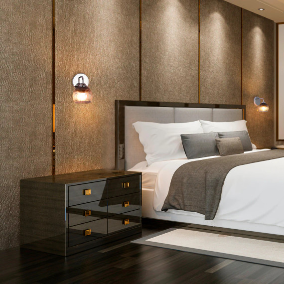 Elegant Reeded Glass Wall Light with Pull Down Switch