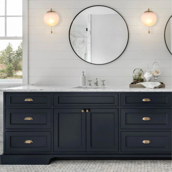 Opal Globe Glass Gold Metal Arc Body Vintage Retro Wall Light with Pull Down Switch