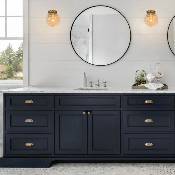 Clear Globe Glass Gold Metal Ellipse Vintage Retro Wall Light with Pull Down Switch