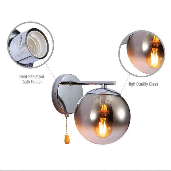 Elegant Globe Wall Light with Pull Down Switch