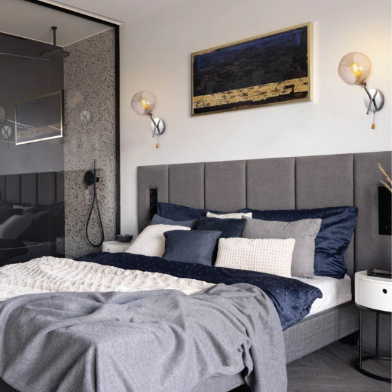 Smoky Barrel Glass Chrome Metal Body Sputnik Modern Wall Light with Pull Down Switch