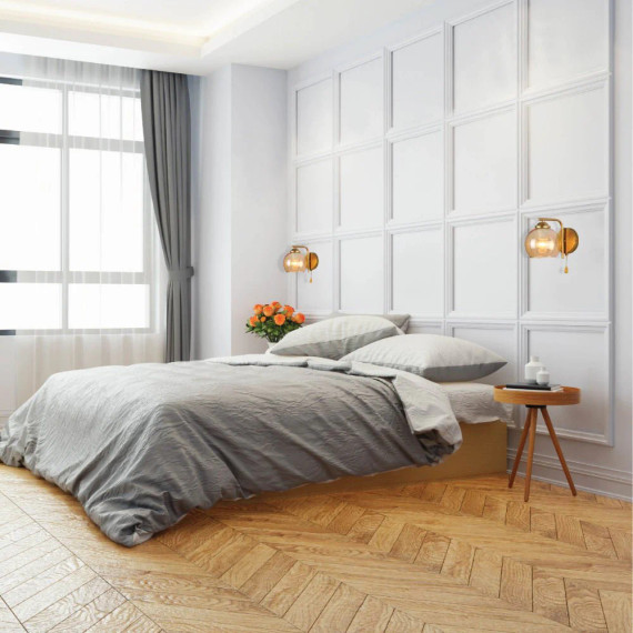 L-Shape Dome Glass Wall Light E27 with Pull Down Switch