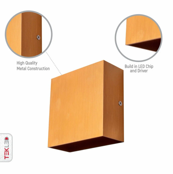 6W Warm White 3000K Gold Aluminium Bronze Metal LED Wall Light