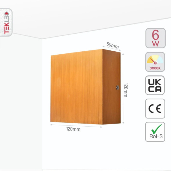 6W Warm White 3000K Gold Aluminium Bronze Metal LED Wall Light