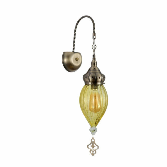 Moroccan Style Antique Brass Glass Oriental Wall Light