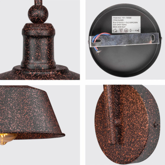 Rusty Brown Metal Step Downward Industrial Retro Wall Light