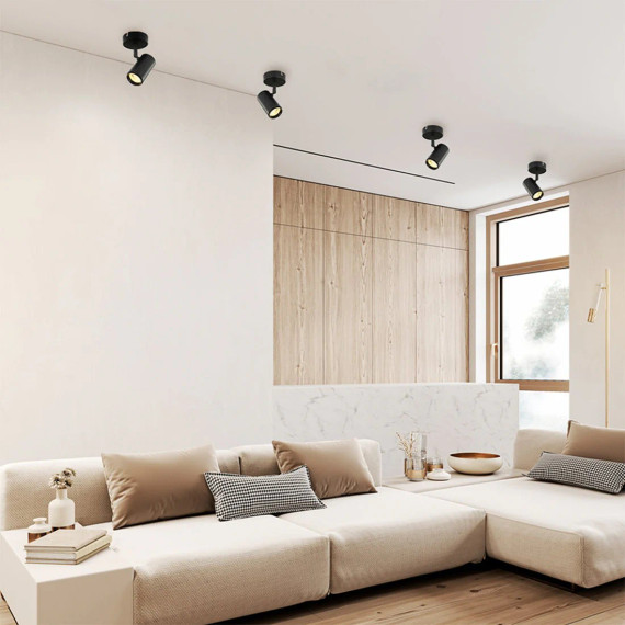 Virmo Side Connected Black Rotatable Cylinder Rod GU10 Spotlight