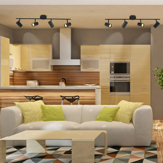 Virmo Side Connected Black Rotatable Cylinder Rod GU10 Spotlight