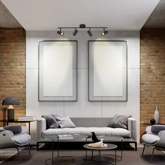 Virmo Side Connected Black Rotatable Cylinder Rod GU10 Spotlight