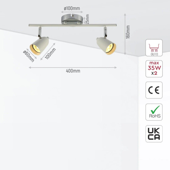 Skurupp White Cone Rotatable GU10 Chrome Ceiling Spotlight