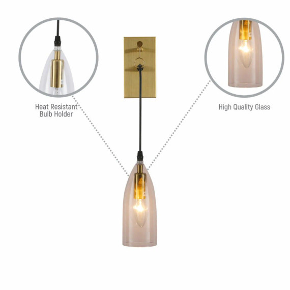 Snowdrop Clear Glass Gold Metal Pendant Wall Light