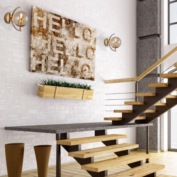 Glass Globe Gold Crescent Metal Modern Wall Light