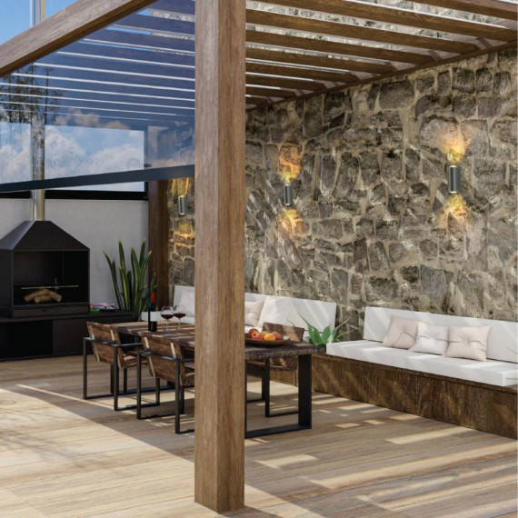 Black Corrugated Up Down Outdoor Modern LED Wall Light