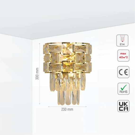 Basketweave Crystal Chandelier Wall Light