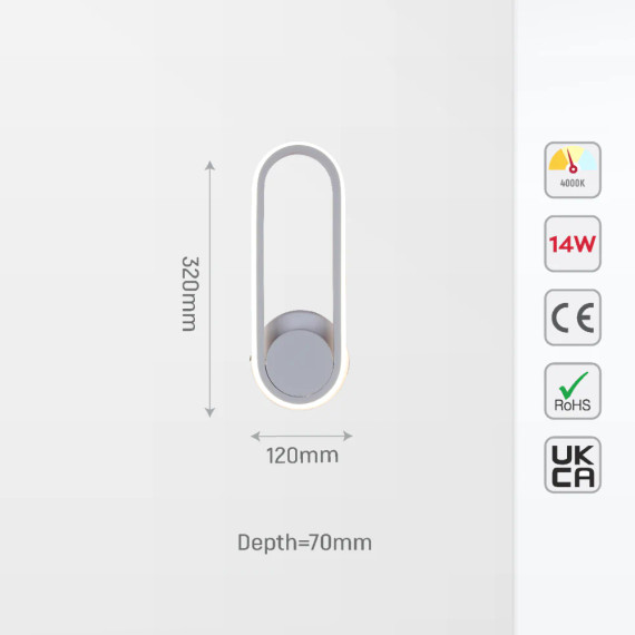 Orbit Ellipse Cool White Ambient LED Sconce Wall Light