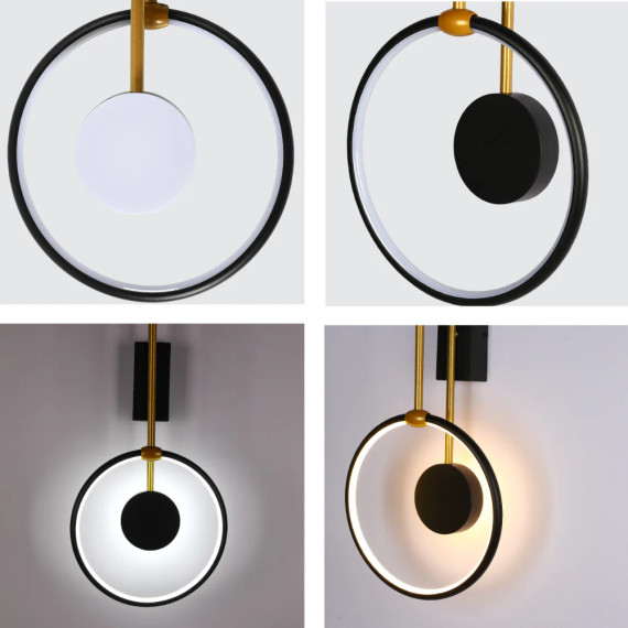 3 CCT Black & Gold Dual Radiance Orbital LED Wall Light