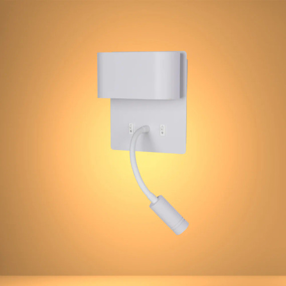 Dual-Source LED Wall Sconce with Adjustable Gooseneck Reading Wall Lamp