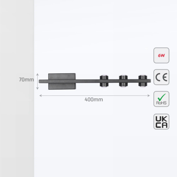 Freja Black Nordic LED Mirror Wall Light