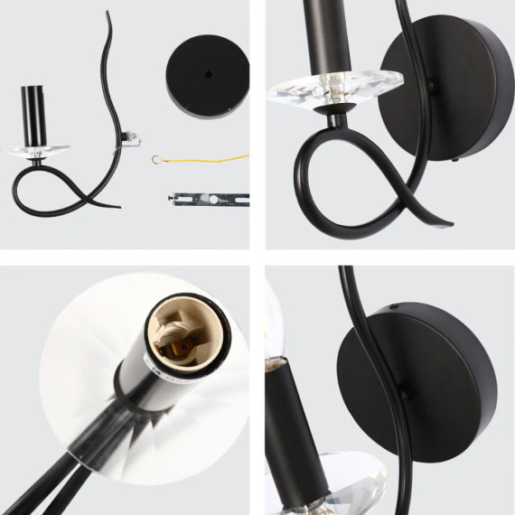 LuxAura Black Candle Wall Lamp