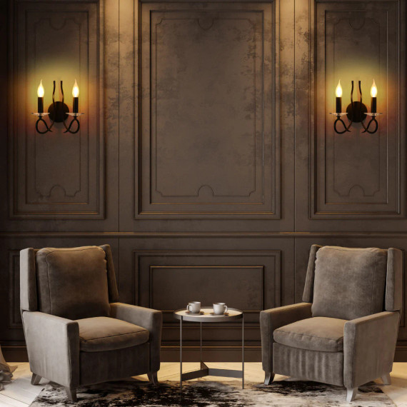 LuxAura Black Candle Wall Lamp