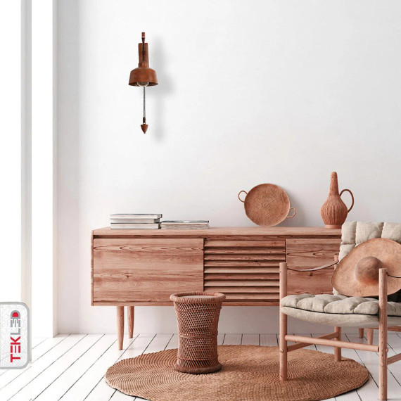 Old Brown Metal Pulley Step Wall Light Fitting