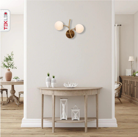 Gold Aluminium Bronze Metal Opal Glass Globe Wall Light