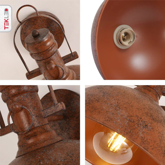Old Brown Metal Dome Wall Light E27 Fitting