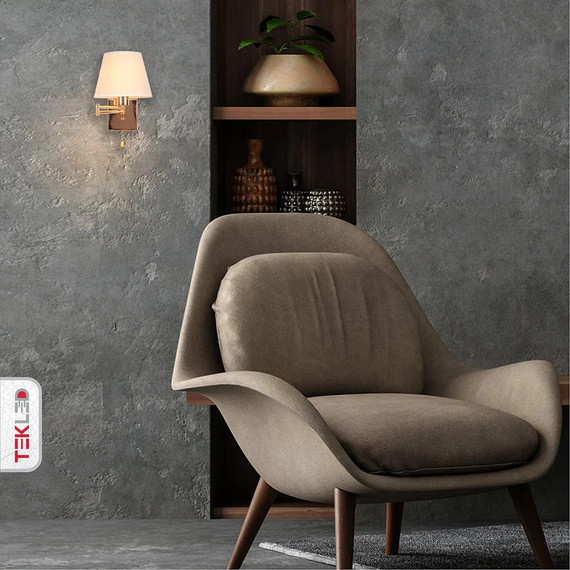 Gold Metal Swing Arm Frustum Wall Light with Pull Down Switch