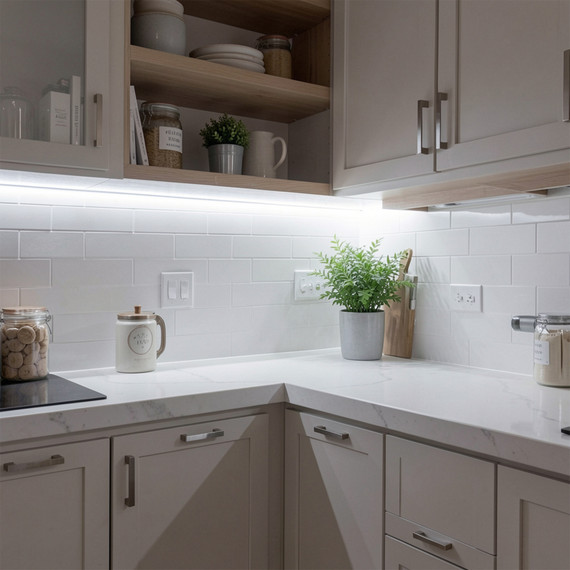 1m Plug & Play 7.2W LED Light Bar For Kitchen Cabinet, Plinth, Workbench With ACDC Power Adapter