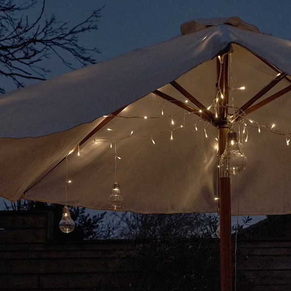 IP44 Warm White Battery Operated Parasol Lights