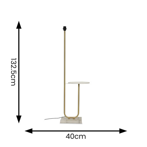 Brushed Gold Metal Floor Lamp with Table