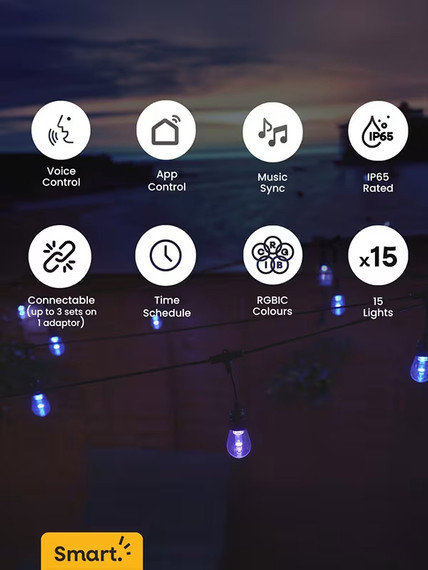 Set of 15 IP65 Connectable RGB LED Festoon Lights