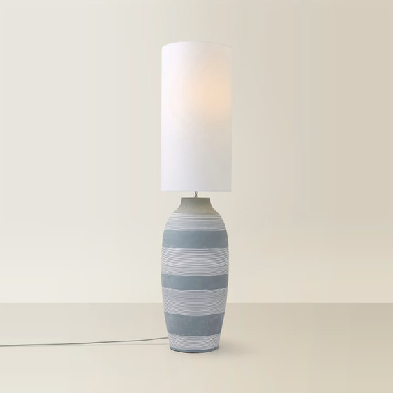 Ceramic Midi Floor Lamp with Cream Shade
