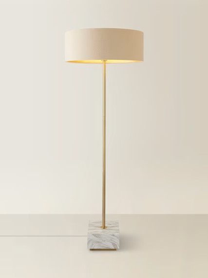 Marble Base Floor Lamp with Wide Shade