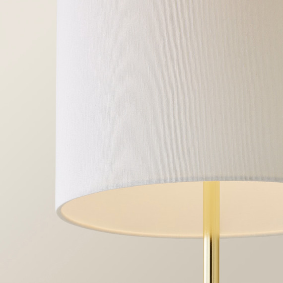 Hand-Finished Totem Table Base Floor Lamp with Linen Shade