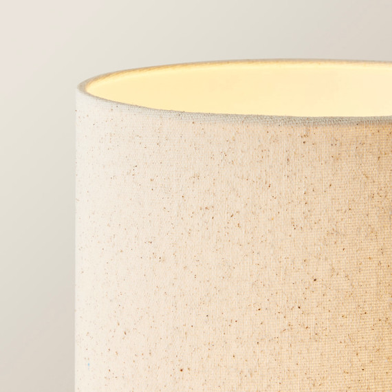 Wooden Bobbin Floor Lamp with Tall Linen Shade
