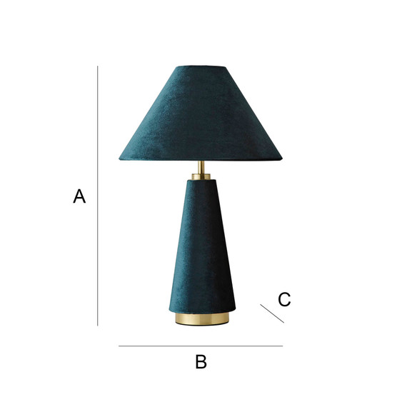 Teal Velvet Conical Table Lamp