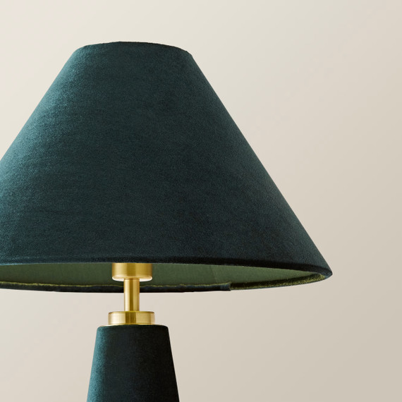 Teal Velvet Conical Table Lamp
