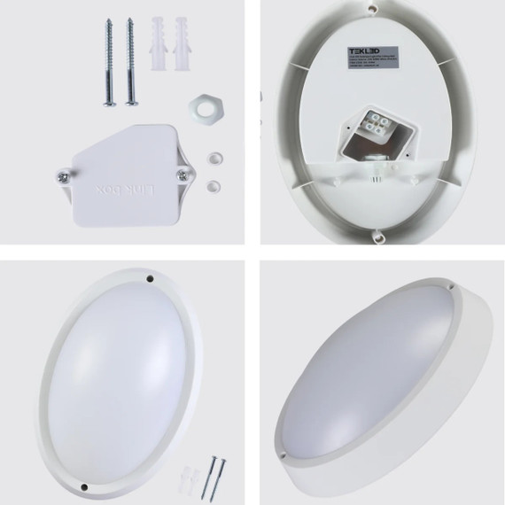 LED Bulkhead Light IP65 Ceiling Wall Interior Exterior 4000K White
