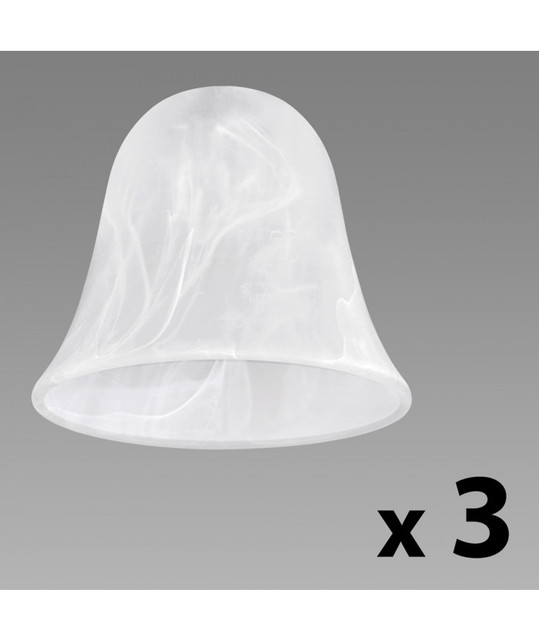 Set Of 3 Marble Effect Glass Shades - Bell Shape (Shade Only)