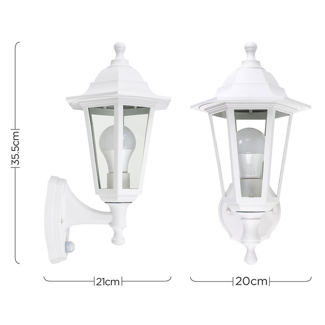 EliteR White Outdoor Wall Lantern With PIR Sensor