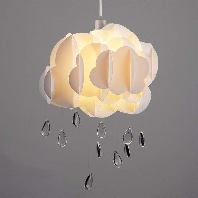 Children’s White Cloud & Rain Drops NE Pendant Shade (Shade Only)