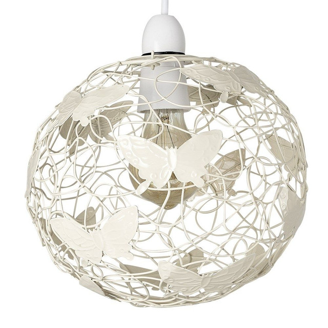 Cream Lattice Wire Butterfly Ball NE Pendant Shade (Shade Only)