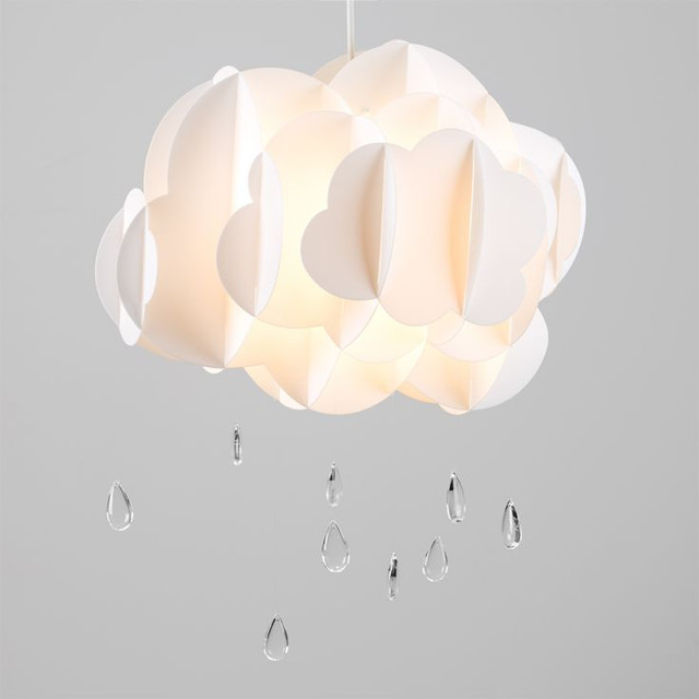 Children’s XL White Cloud & Rain Drops NE Pendant Shade (Shade Only)