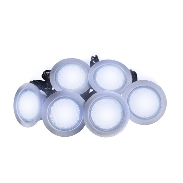 NeoDeck Pack Of 6 60mm Cool White LED Decking Lights (SKU: MS-CLEAR-22710)