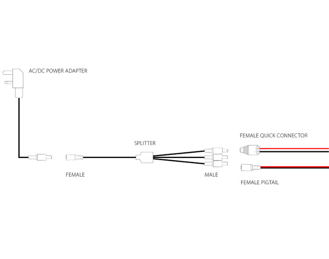 1 Female To 3 Male 5.5mmx2.1mm DC Power Splitter Cable