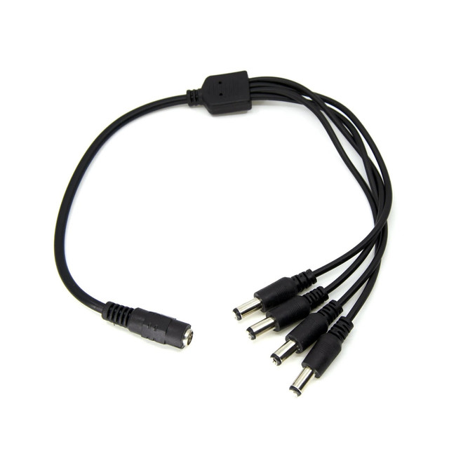 1 Female To 4 Male 5.5mmx2.1mm DC Power Splitter Cable