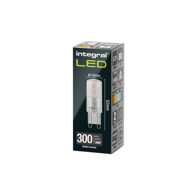 Integral G9 300lm 2.7W 2700K Dimmable 300 Deg Beam Clear LED Bulb