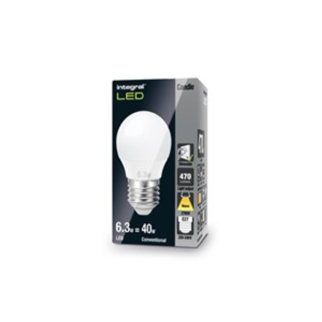 Integral Golf Ball Frosted Bulb 5W (50W) 2700K 470lm E27 Dimmable 240 deg Beam Angle