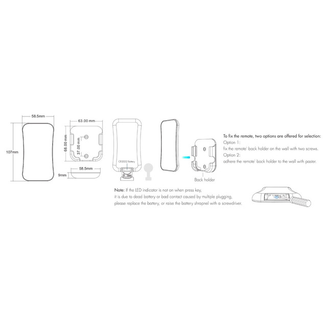 1 Zone RGB/W Pixel Remote Control 2.4GHz RF